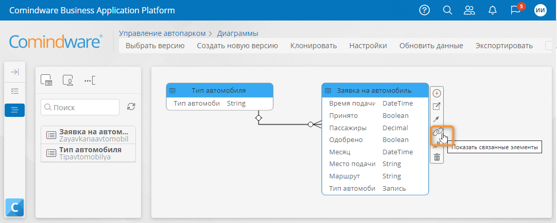 Отображение связи между шаблонами