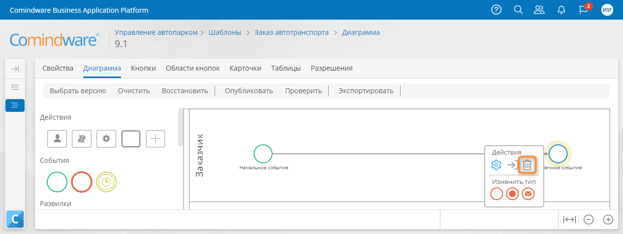 Удаление элементов диаграммы