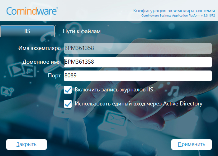 Вкладка «IIS»