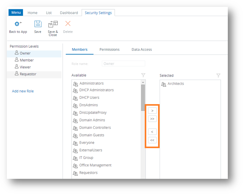 Настройка прав доступа