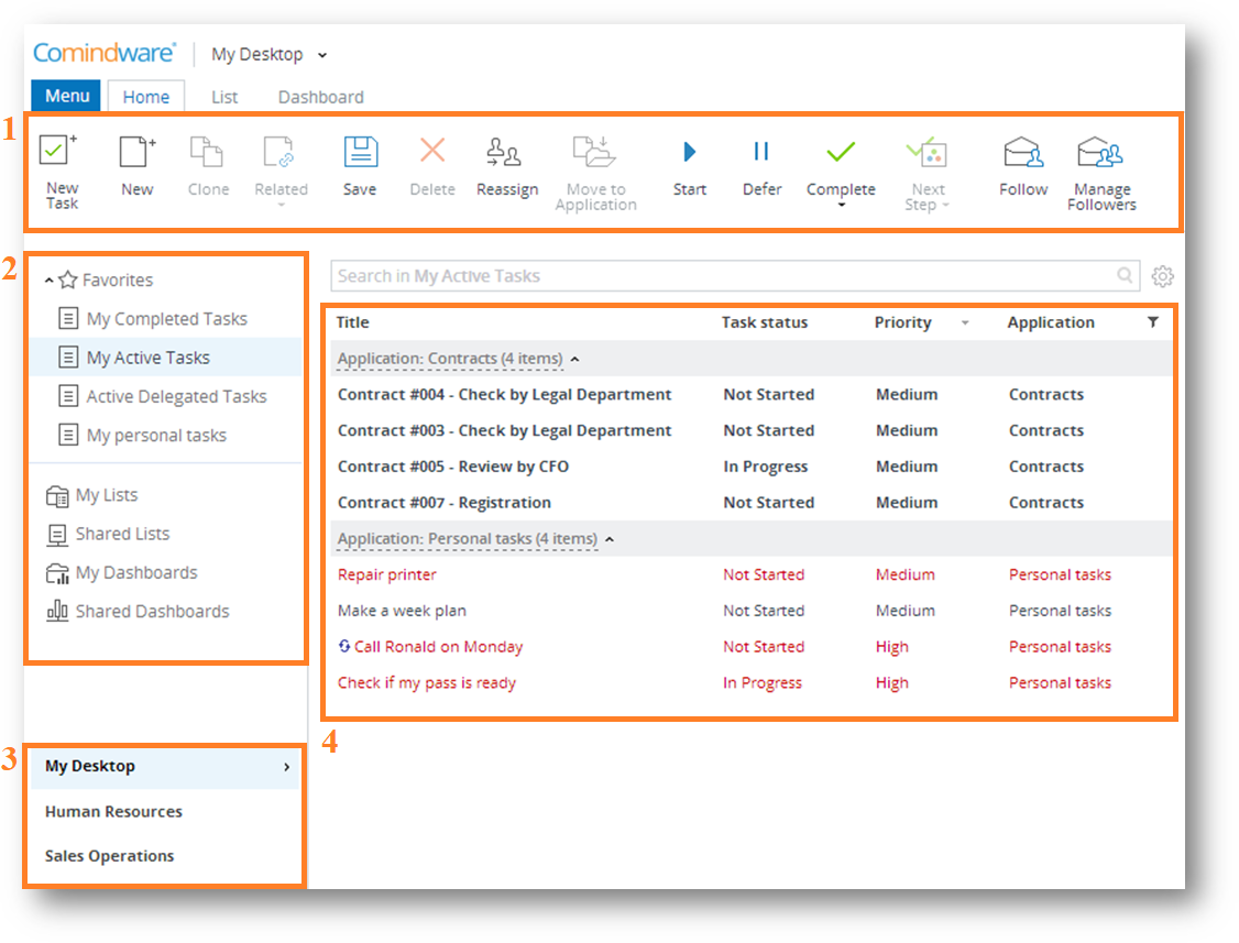 Область «Мои рабочий стол»