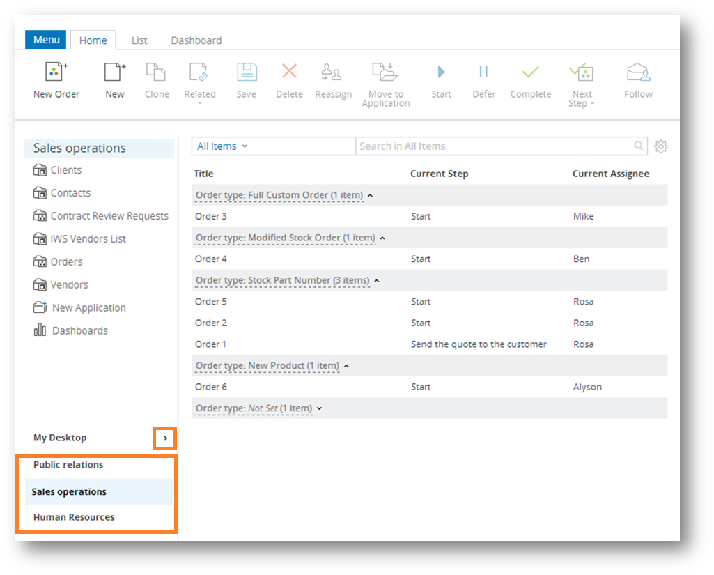 Некоторые рабочие области могут быть скрыты. Нажмите на иконку стрелки, чтобы просмотреть все доступные рабочие области.
