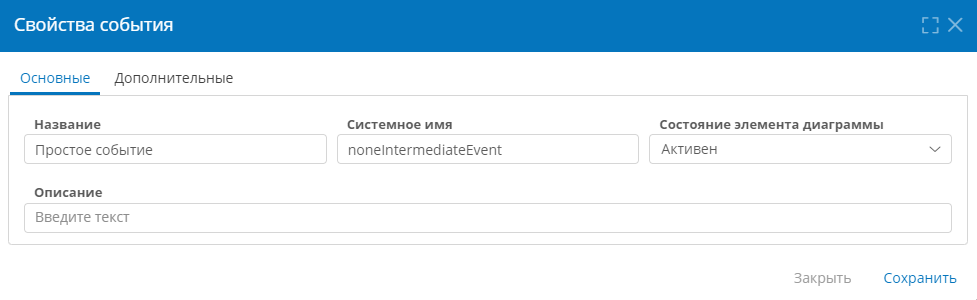 Основные свойства простого промежуточного события