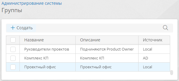 Список групп
