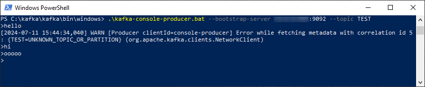 Создание ветки сообщений Kafka в powershell.exe