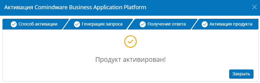 Ручная активация. Продукт активирован