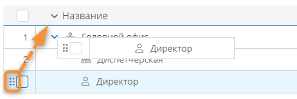 Перемещение оргединицы на верхний уровень иерархии в реестре