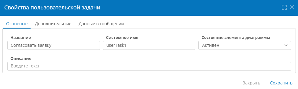 Основные свойства пользовательской задачи