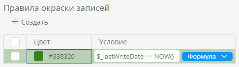 Настройка цвета и условия окраски шевронов