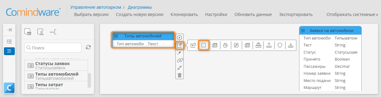 Переход к созданию атрибута шаблона записи на диаграмме модели данных